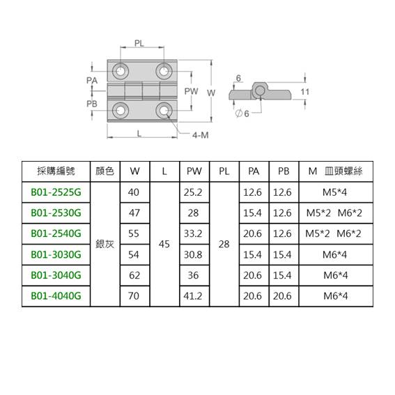 鉸鏈 鋅合金 銀灰 B01