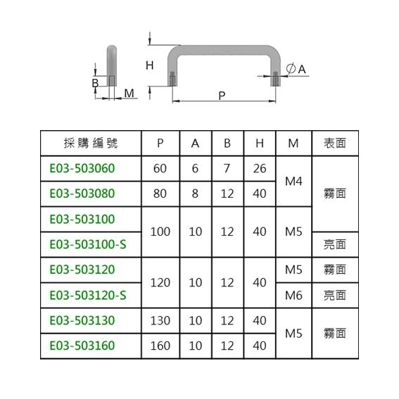 U型把手 SUS 拋光 E03