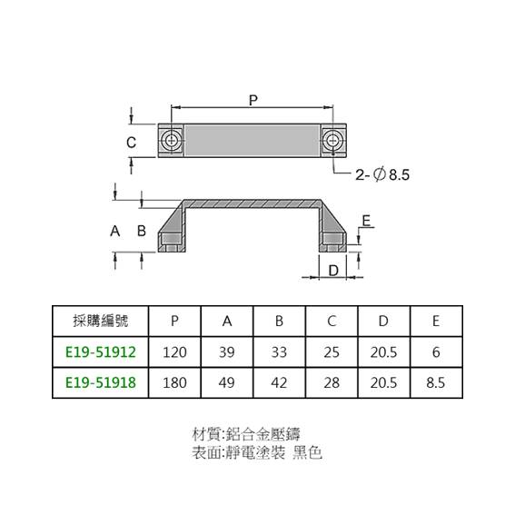 把手 鋁合金  E19
