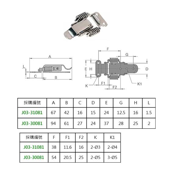 J03 彈簧搭扣 SUS