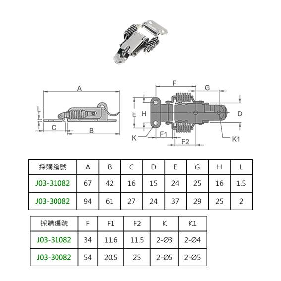 J03 彈簧搭扣 SUS